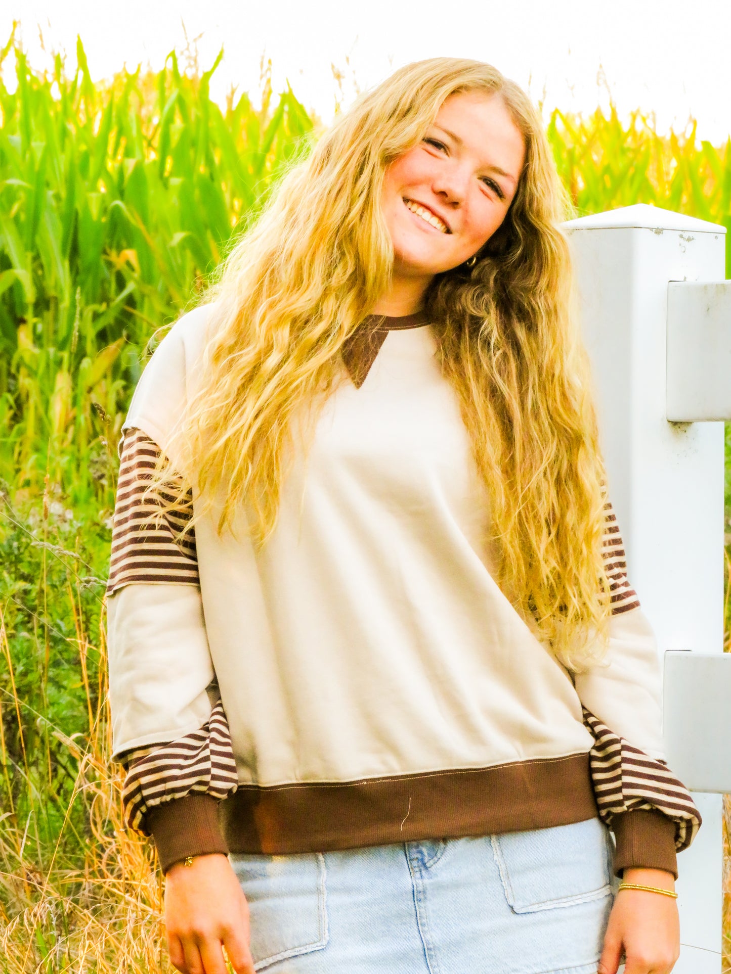 Brown Striped Crewneck