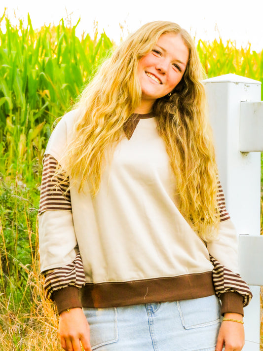 Brown Striped Crewneck
