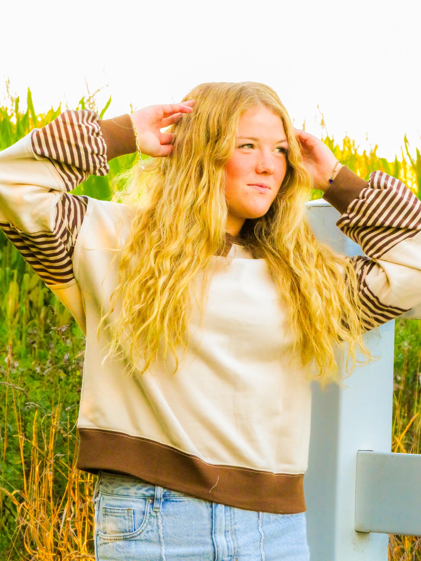 Brown Striped Crewneck