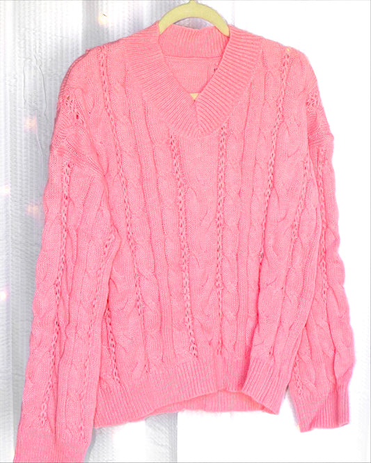 PINK V-NECK SWEATER