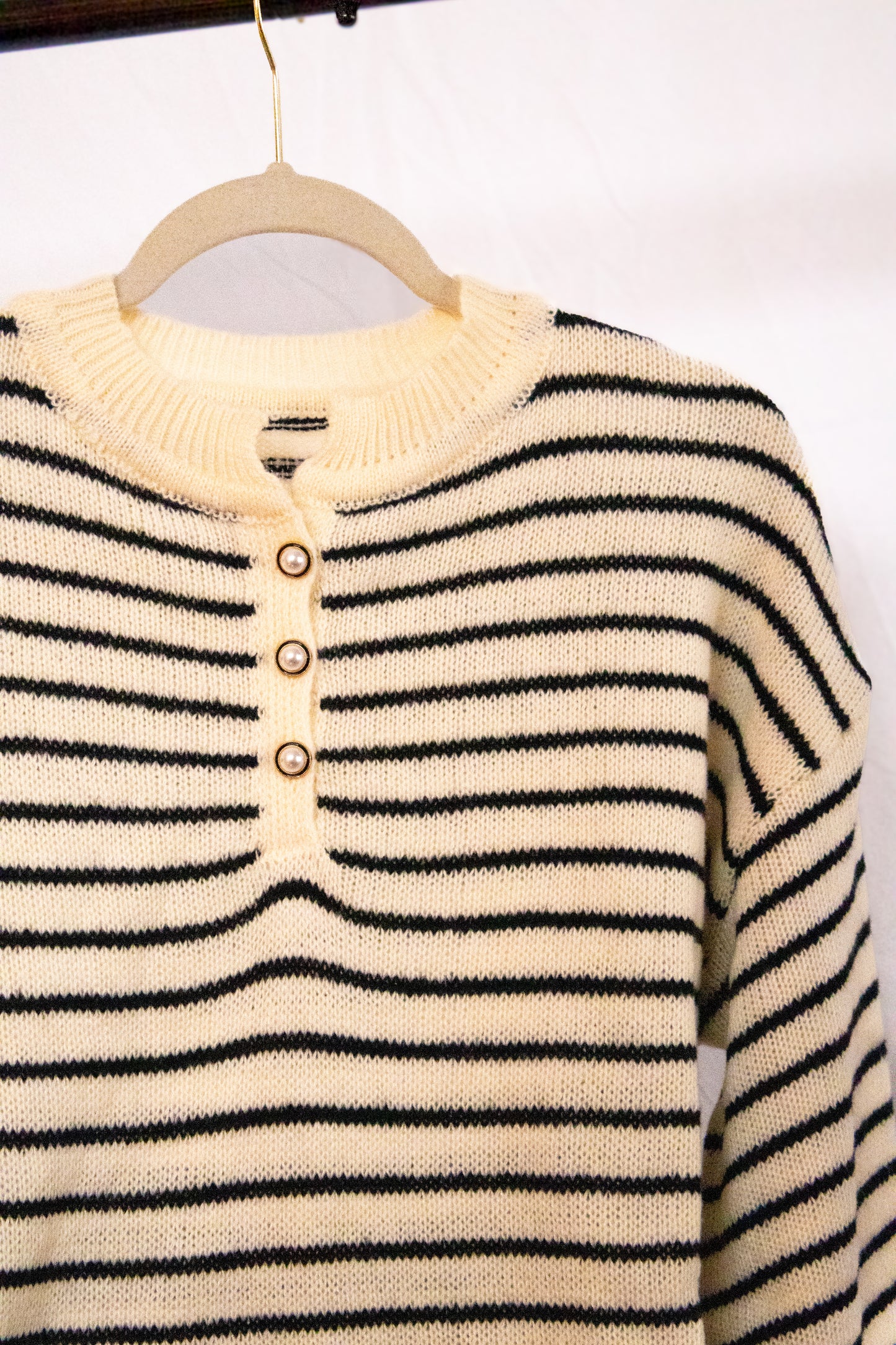 Striped Long Sleeve Button Sweater