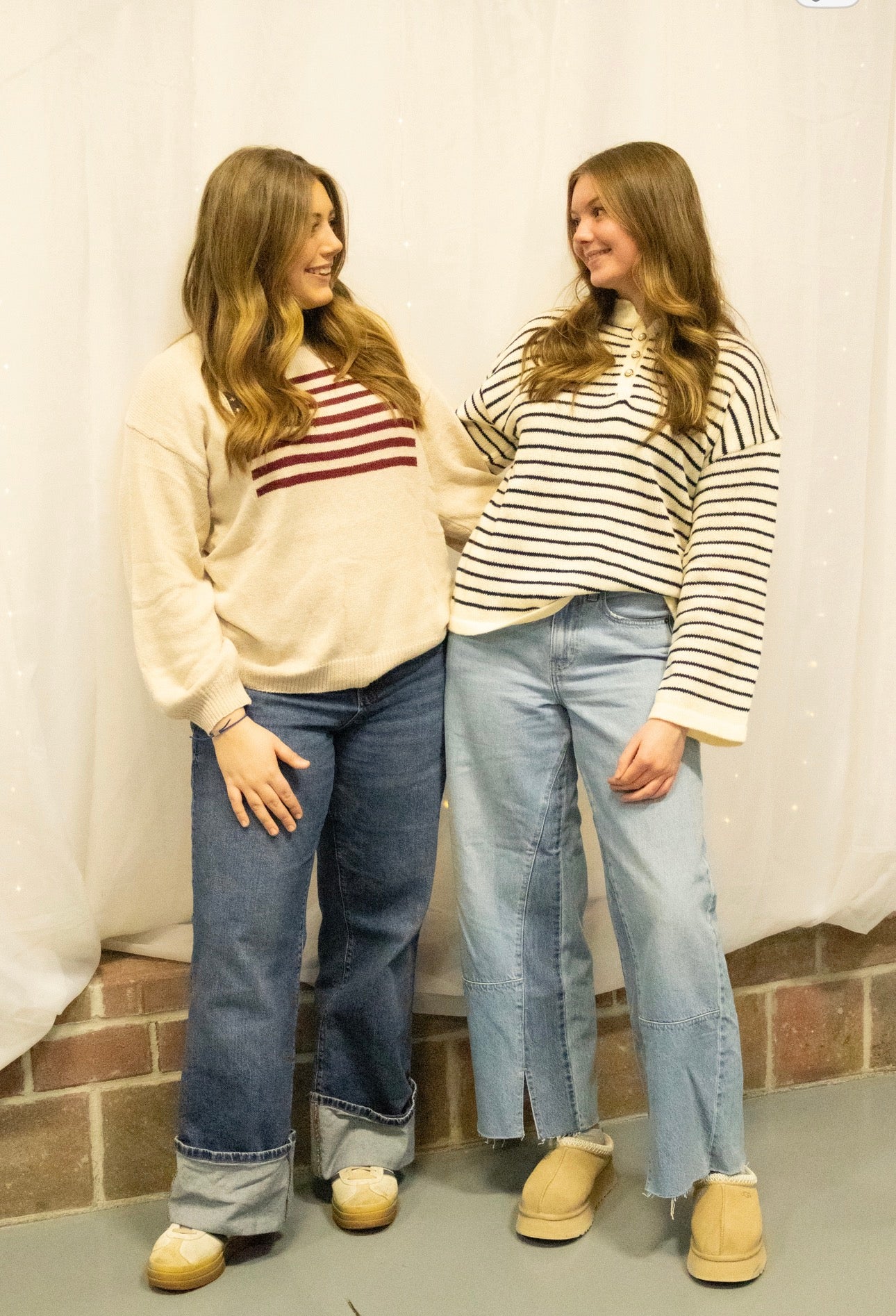 Striped Long Sleeve Button Sweater