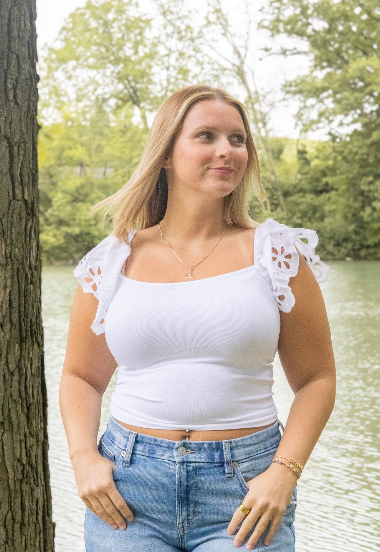 White Ruffle Tank